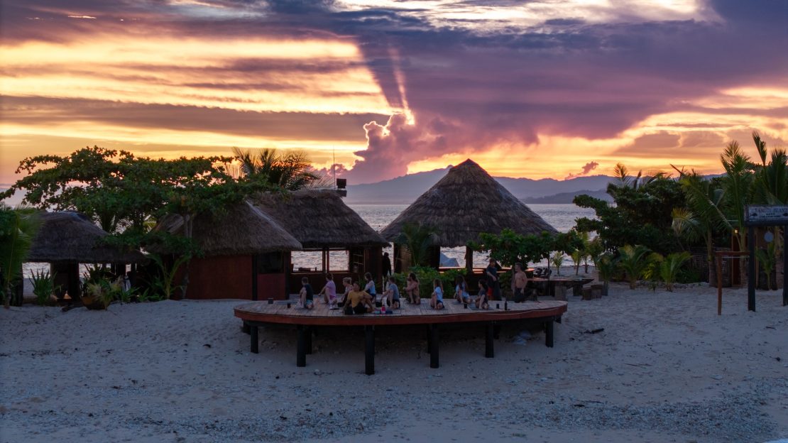 daily yoga on the heli pad on namotu